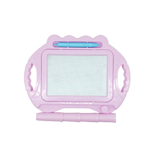 Tabla Magnetica Pentru Desen Si Scris, Ecran Sterge-Tot Cu Glisor, Include Pix Si Picioare Suport, Design Dreptunghiular, Plastic Rezistent, 23x17 cm, Roz Pal
