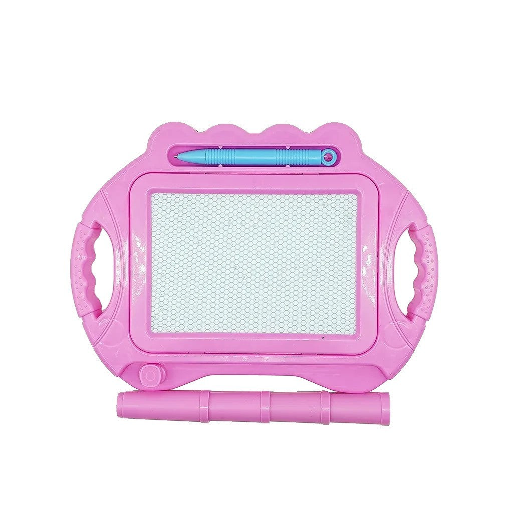 Tabla Magnetica pentru Desen si Scris, Functie Masuta cu 4 Picioare Detasabile, Ecran Stergere Rapida, Include Pix cu Snur, Plastic, 29x22.5 cm, Roz
