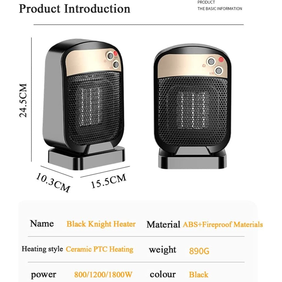 Radiator Electric Vertical, Aeroterma Compacta cu 3 Trepte de Putere, Incalzitor Portabil pentru Casa si Birou, 1800W, Negru