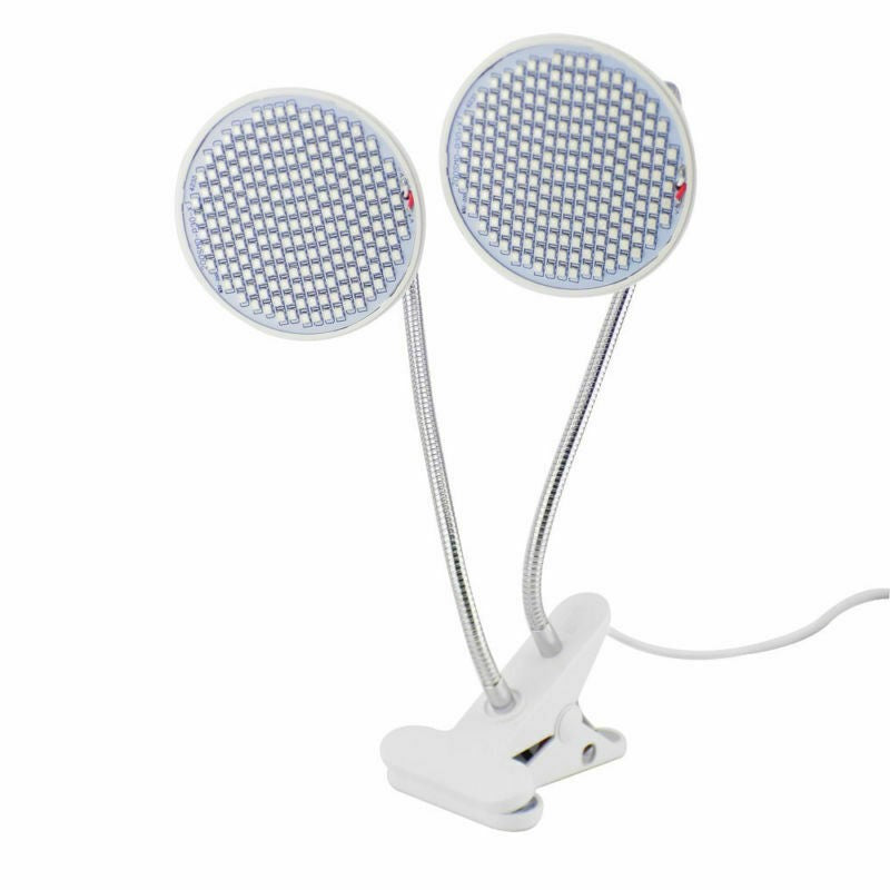 Lampa LED Pentru Cresterea Plantelor De Interior, Cap Dublu Ajustabil, Spectru Rosu Si Albastru, 290 LED-uri, Fixare Cu Clips, 46x11.5x9.2 cm
