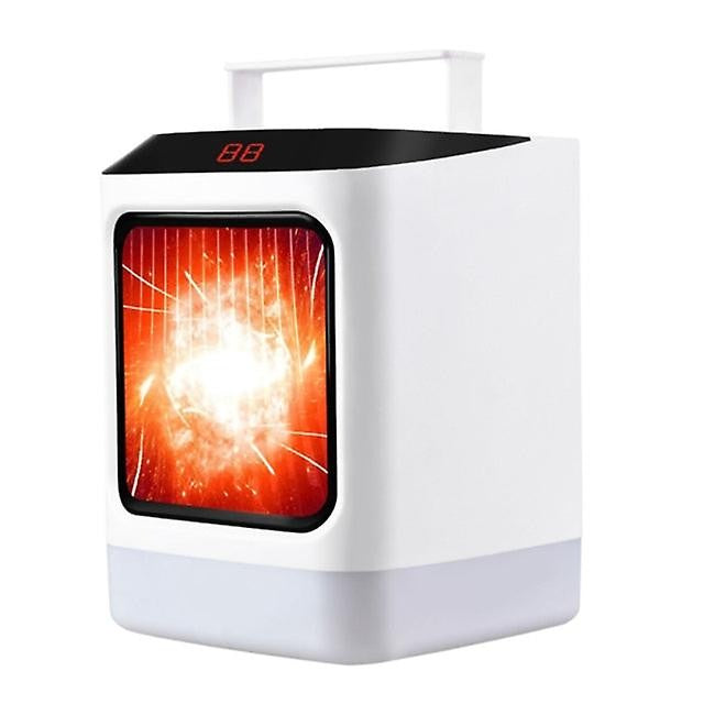 Mini Incalzitor Portabil Electric, Aeroterma Digitala cu Termostat Reglabil si Timer, Protectie Supraincalzire, Lumina de Noapte LED, 1000W, Negru/Alb