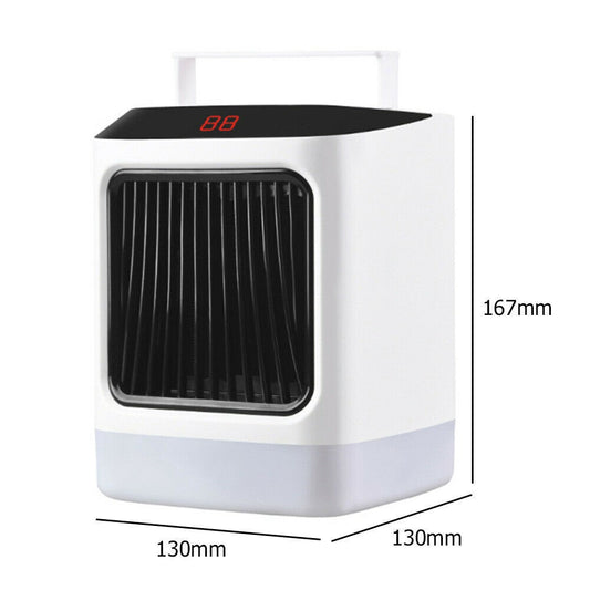 Mini Incalzitor Portabil Electric, Aeroterma Digitala cu Termostat Reglabil si Timer, Protectie Supraincalzire, Lumina de Noapte LED, 1000W, Negru/Alb