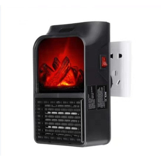 Aeroterma Portabila Electrica, Mini Radiator Puternic 1000W, Efect Semineu cu Flacara 3D, Display LCD, Termostat Reglabil si Temporizator, Telecomanda Inclusa, Negru