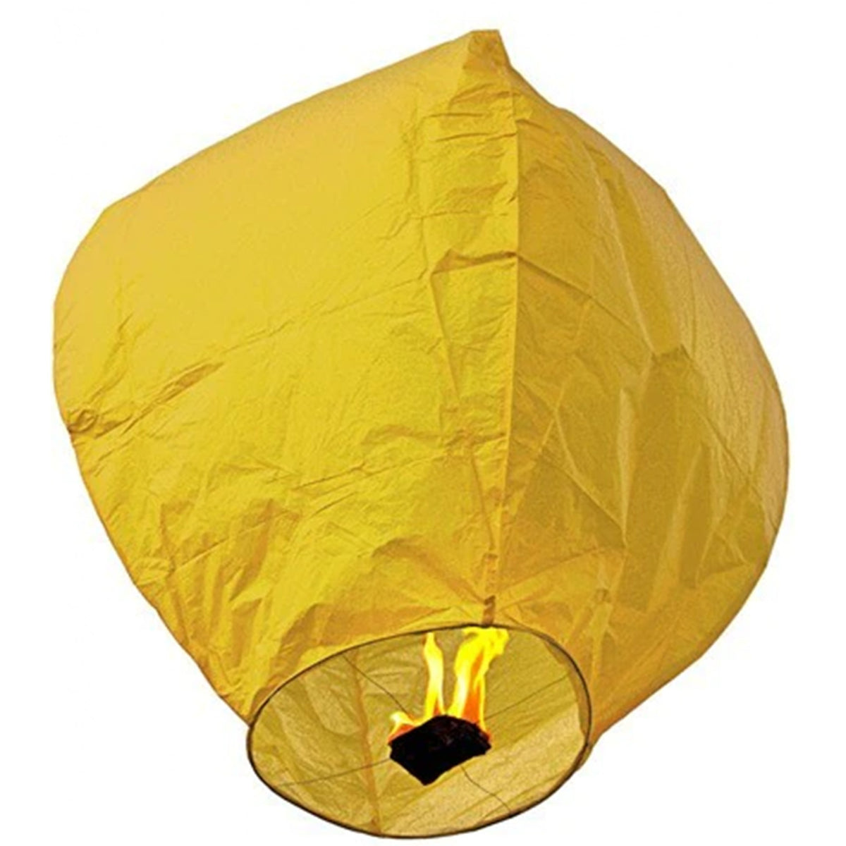 Lampion Zburator Biodegradabil din Hartie Ignifuga, Forma Ovala, Eco-Friendly, Galben, 1 Bucata