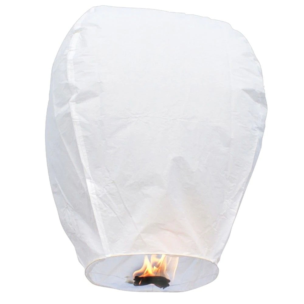 Lampion Zburator Biodegradabil, Hartie Ignifuga, Forma Ovala, Eco-Friendly, Alb, 1 Bucata