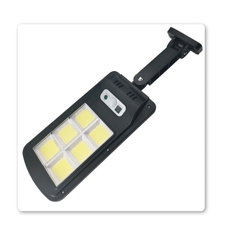 Lampa Solara De Exterior Cu Senzor De Miscare Si Lumina, 120 LED COB, 2880 Lumeni, 24W, IP65, 3 Moduri Iluminare, Telecomanda, ABS, Alb Rece, 37 x 11.5 cm