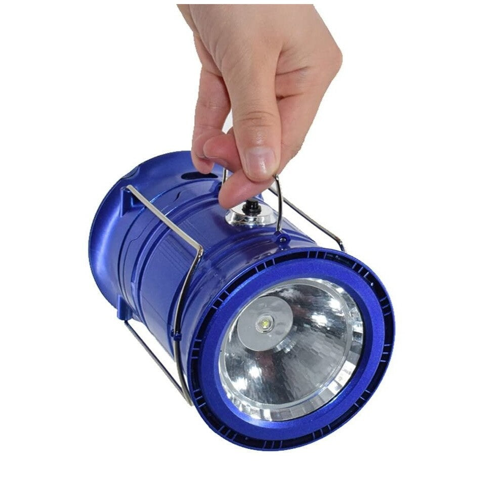 Magic Cool Lanternă Camping Pliabilă, Felinar Multifuncțional cu Proiecție Disc RGB și Încărcare USB, 6 LED, Acumulator 1200 mAh, ABS, Albastru
