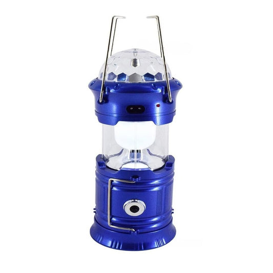 Magic Cool Lanternă Camping Pliabilă, Felinar Multifuncțional cu Proiecție Disc RGB și Încărcare USB, 6 LED, Acumulator 1200 mAh, ABS, Albastru