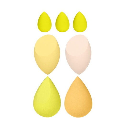 Set Bureti Machiaj pentru Fond de Ten si Anticearcan, Textura Moale pentru Aplicare Uniforma si Finish Natural, Poliuretan, 7 Bucati, Galben