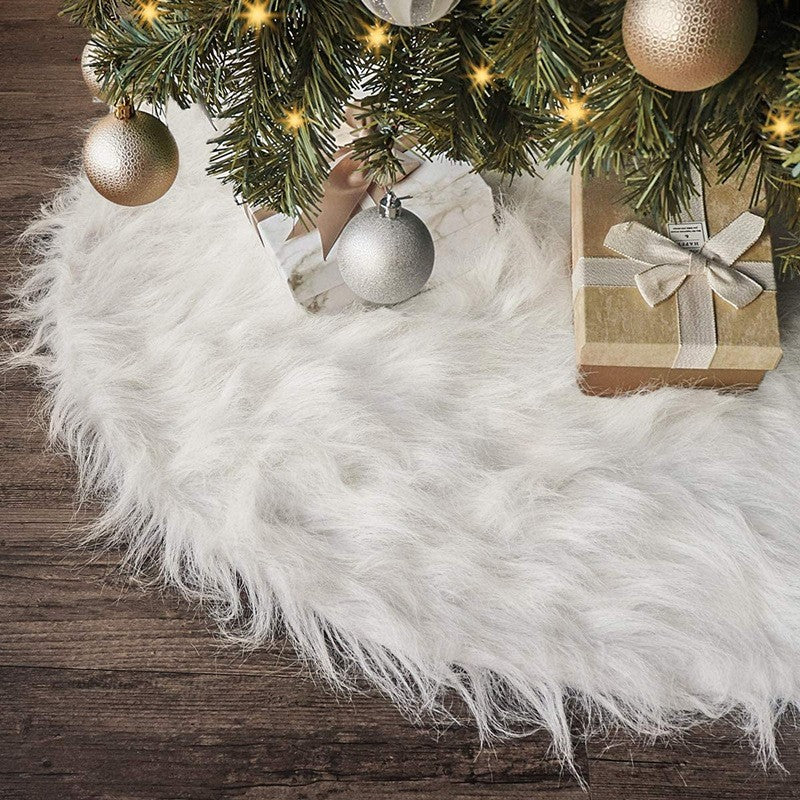 Covor pentru Brad de Craciun White Haipai, Protectie Podea, Blanita Artificiala, Diametru 90 cm, Grosime 4 cm, Alb