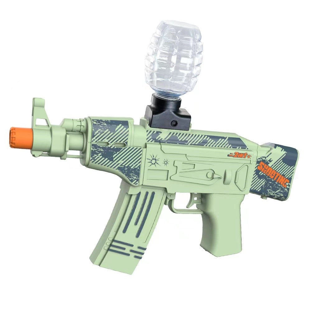 Mitraliera de Jucarie Electrica AK47, Pistol Blaster cu Bile de Gel Hidrogel, Tragere Automata in Rafala, Plastic Rezistent, Include 5000 Bile si Ochelari de Protectie, 28x31 cm, Verde