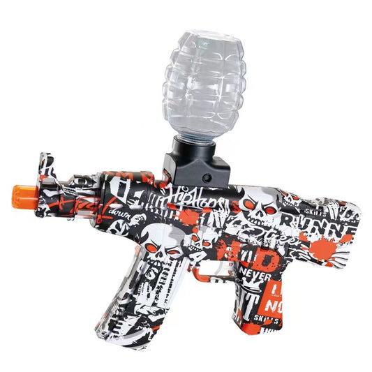 Mitraliera Electrica de Jucarie AK47 cu Bile de Gel si Sageti de Spuma, Blaster cu Tragere Automata, Include 5000 Bile Hidrogel, Amortizor, Ochelari de Protectie si Acumulator, 28x31 cm, Rosu