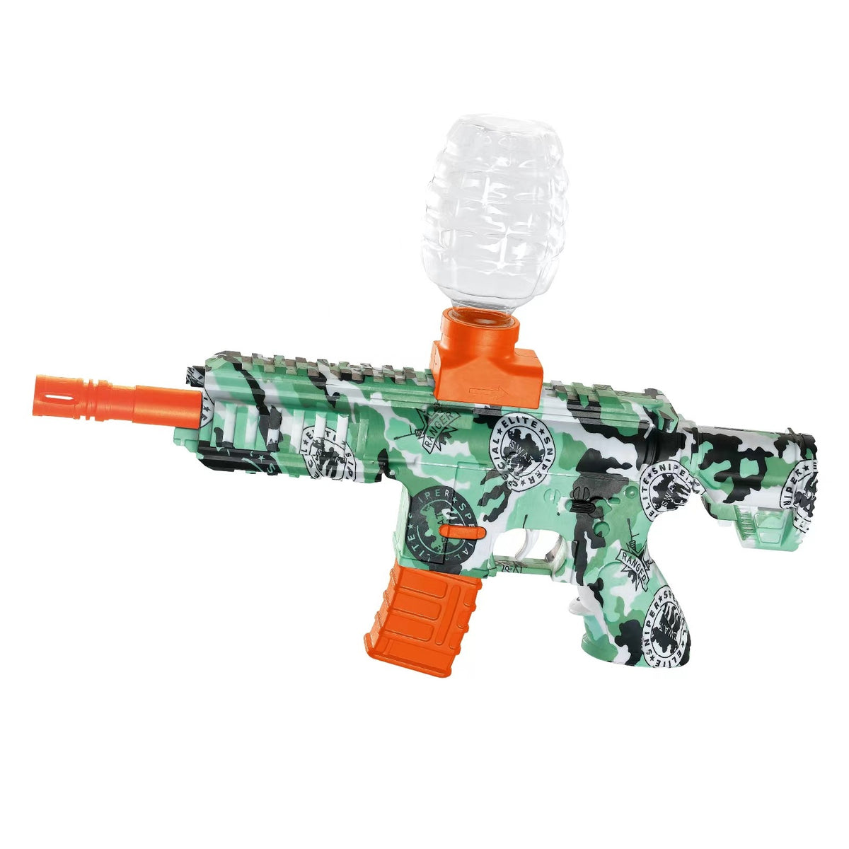 Mitraliera de Jucarie Electrica M416, Pistol cu Bile de Gel si Hidrogen, Tragere Automata in Rafala, Plastic Dur, Include 5000 Bile, Ochelari de Protectie si Incarcator USB, Verde
