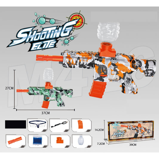 Mitraliera de Jucarie Electrica M416, Pistol cu Bile de Gel si Hidrogen, Tragere Automata in Rafala, Plastic Dur, Include 5000 Bile, Ochelari de Protectie si Incarcator USB, Verde