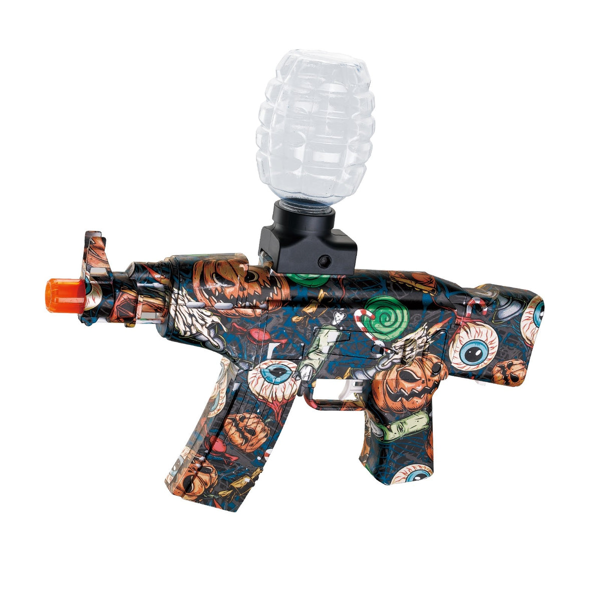 Mitraliera de Jucarie Electrica AK47, Pistol cu Bile de Gel si Hidrogen, Tragere Automata in Rafala, Plastic ABS, Negru, Include 5000 Bile si Ochelari Protectie, 28x31 cm