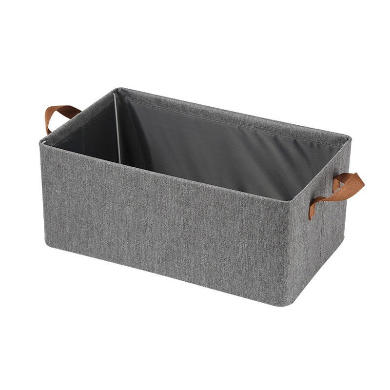 Cos Depozitare Textil Pliabil, Organizator Haine si Jucarii cu Cadru Metalic, Fereastra Transparenta si Fermoar, Bumbac si In, 47x28x20 cm, Gri