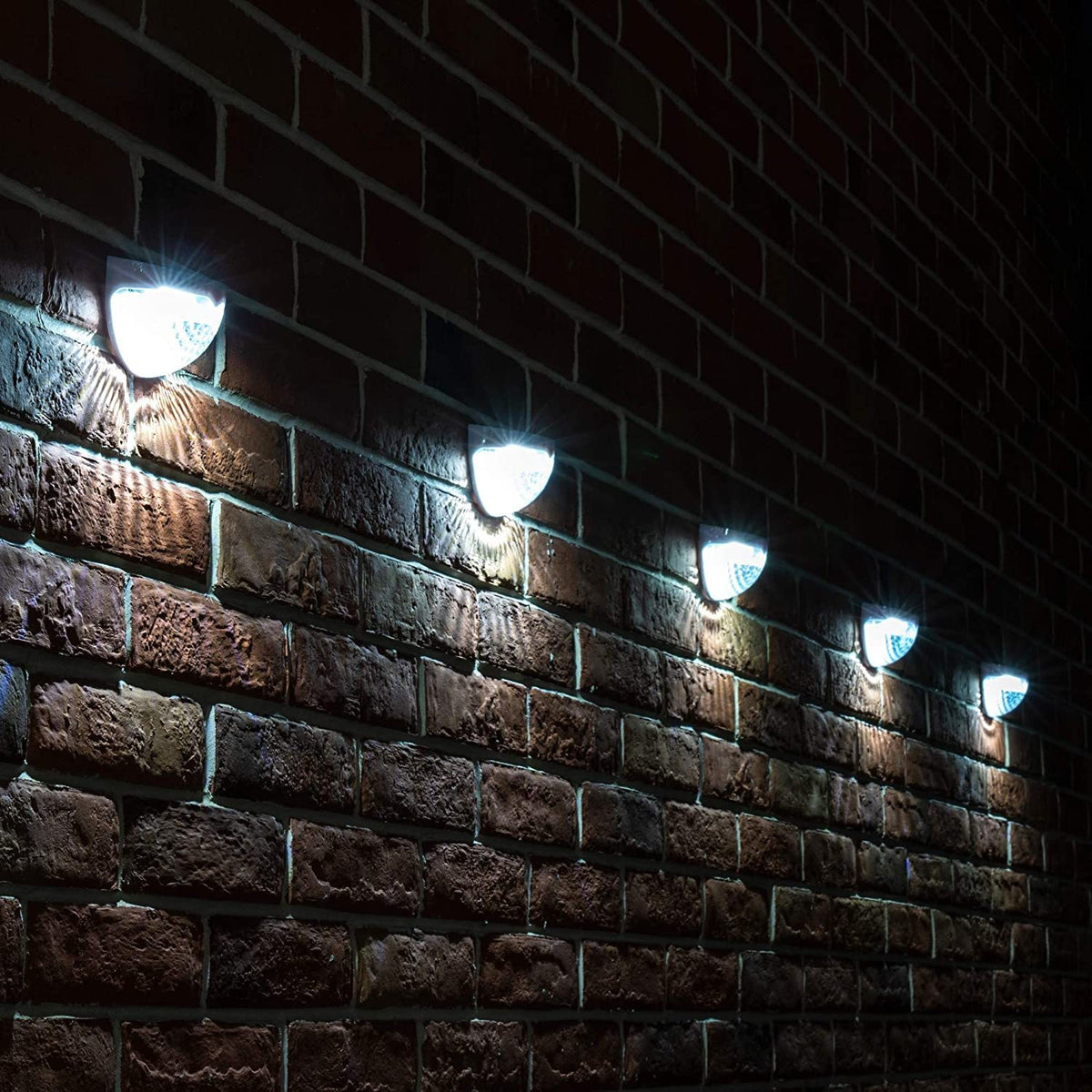 Set 2 Lampi Solare de Perete cu 6 LED-uri, Senzor de Lumina si Protectie IP65, Corp ABS, Alb, Lumina Rece 6500K, 90x62x50mm