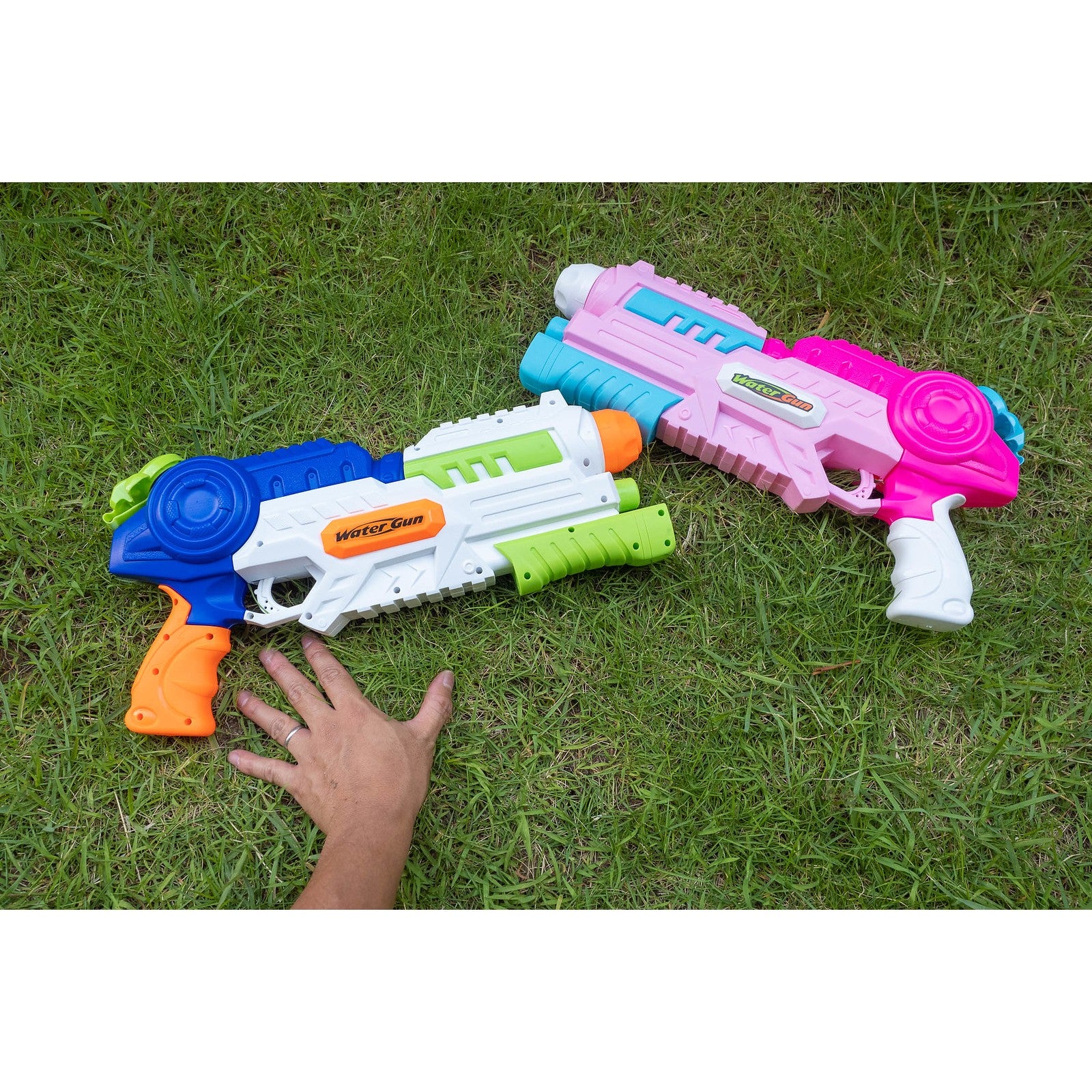 Pistol cu Apa pentru Copii si Adulti, Set 2 Bucati cu Pompa de Inalta Presiune si Rezervor Mare, Jucarie de Vara pentru Piscina si Plaja, 1000 ml, Roz si Albastru, 6 Ani+