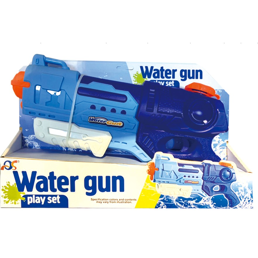 Pistol cu Apa pentru Copii si Adulti, Mecanism cu Pompa de Inalta Presiune pentru Piscina sau Plaja, Plastic Rezistent, 900 ml, Albastru, 6 Ani+