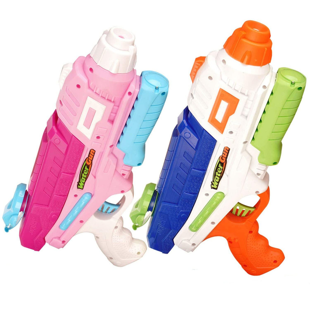 Set 2 Pistoale cu Apa pentru Copii si Adulti, Jucarie de Vara cu Pompa de Inalta Presiune, Rezervor Mare Anti-Scurgere, pentru Piscina sau Plaja, 600 ml, Roz si Albastru