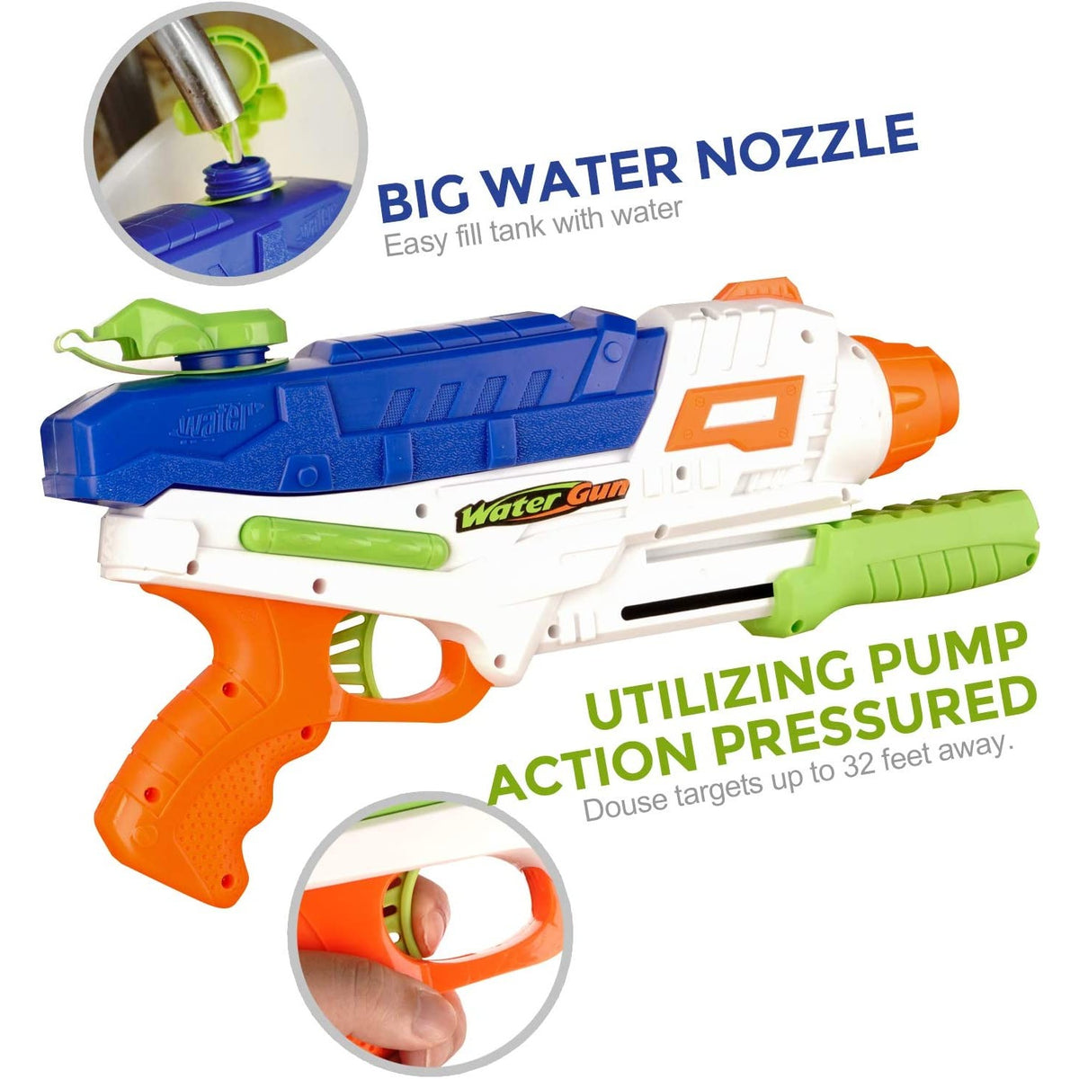 Set 2 Pistoale cu Apa pentru Copii si Adulti, Jucarie de Vara cu Pompa de Inalta Presiune, Rezervor Mare Anti-Scurgere, pentru Piscina sau Plaja, 600 ml, Roz si Albastru