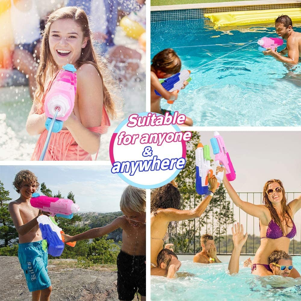 Pistol cu Apa pentru Copii si Adulti, Pompa de Inalta Presiune, Rezervor Mare Anti-Scurgere, pentru Piscina si Plaja, Roz, 1250 ml