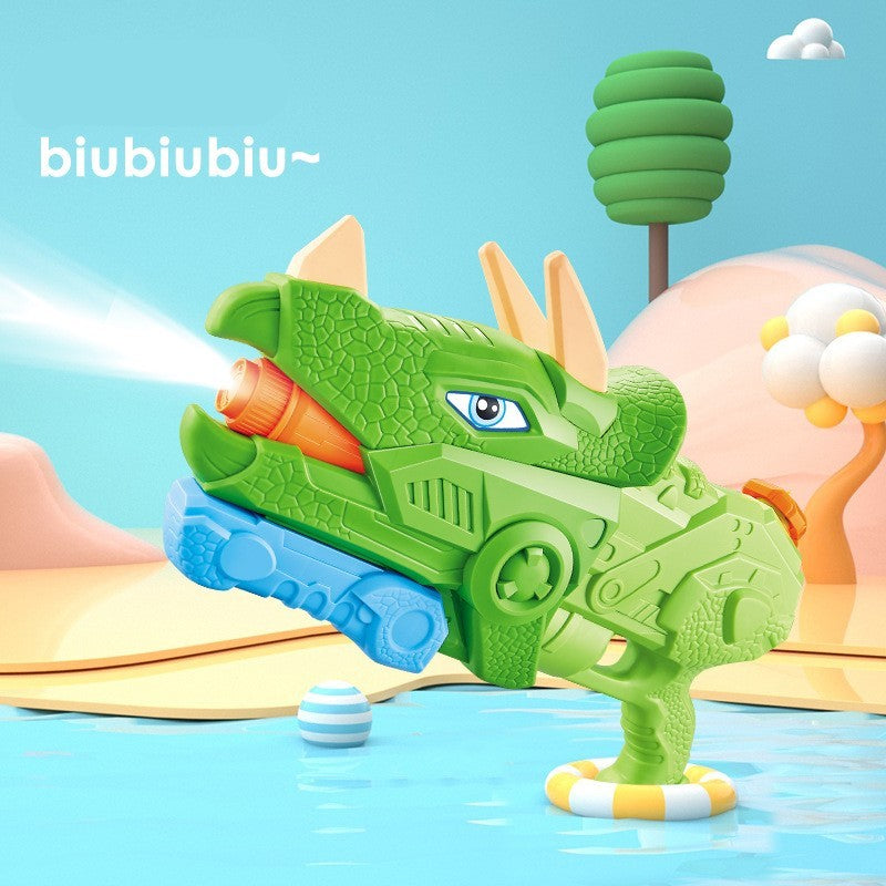 Pistol cu Apa pentru Copii si Adulti, Model Dinozaur Triceratops, 3 Duze de Pulverizare si Pompa de Presiune, pentru Piscina sau Plaja, Rezervor 1330 ml, Verde, Varsta 6 ani+