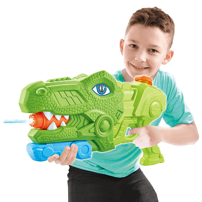 Pistol cu Apa pentru Copii si Adulti, Model Tiranozaur cu 3 Duze de Pulverizare, Pompa Inalta Presiune, pentru Piscina si Plaja, Verde, 1440 ml