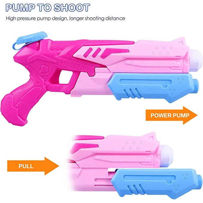 Pistol cu Apa pentru Copii si Adulti, Mecanism cu Pompa de Inalta Presiune, Jucarie pentru Piscina si Plaja, Rezervor 300 ml, Roz, Varsta 6 ani+