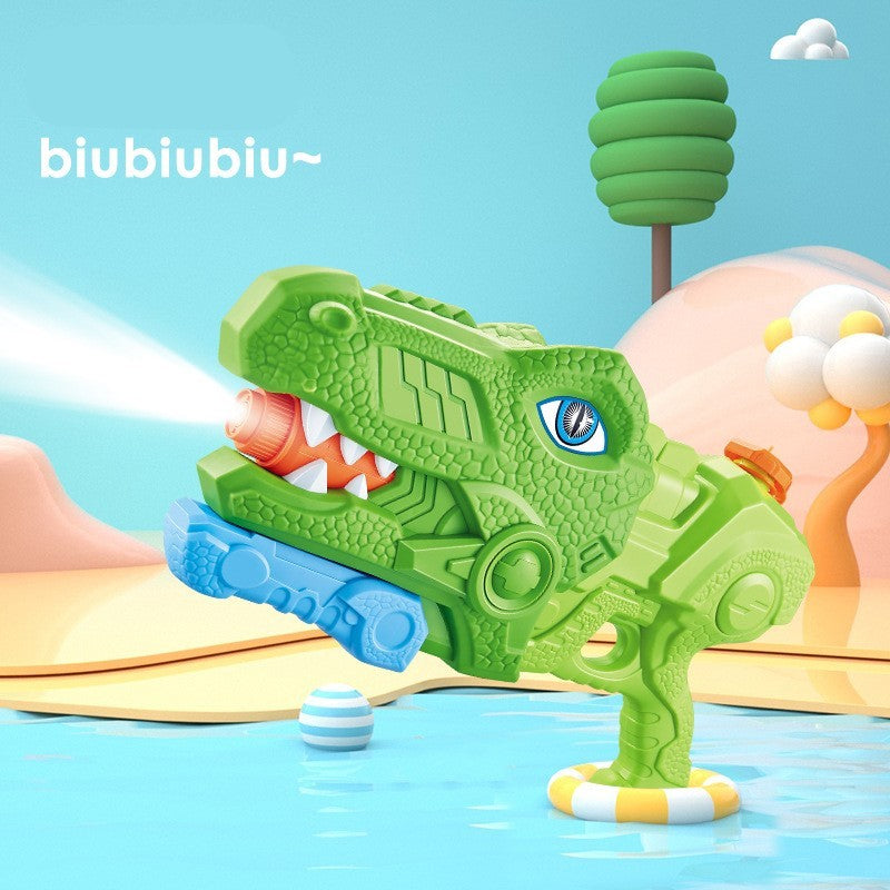 Set 2 Pistoale cu Apa pentru Copii, Model Dinozaur Tiranozaur, Pompa cu Inalta Presiune, pentru Piscina si Plaja, 660 ML, Roz si Verde, Varsta 6 Ani+