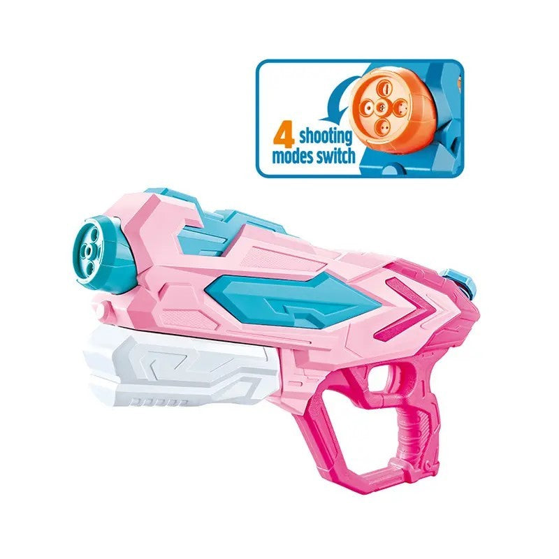 Set 2 Pistoale cu Apa pentru Copii si Adulti, Pompa de Inalta Presiune, 4 Duze de Pulverizare, Jucarie pentru Piscina si Plaja, Plastic, 900 ML, Roz/Albastru