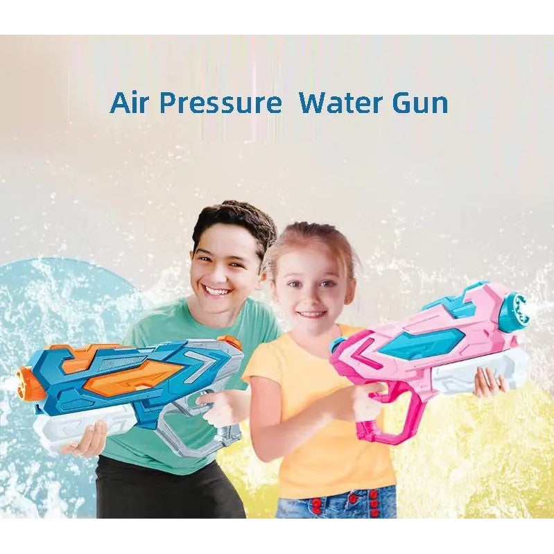 Set 2 Pistoale cu Apa pentru Copii si Adulti, Pompa de Inalta Presiune, 4 Duze de Pulverizare, Jucarie pentru Piscina si Plaja, Plastic, 900 ML, Roz/Albastru