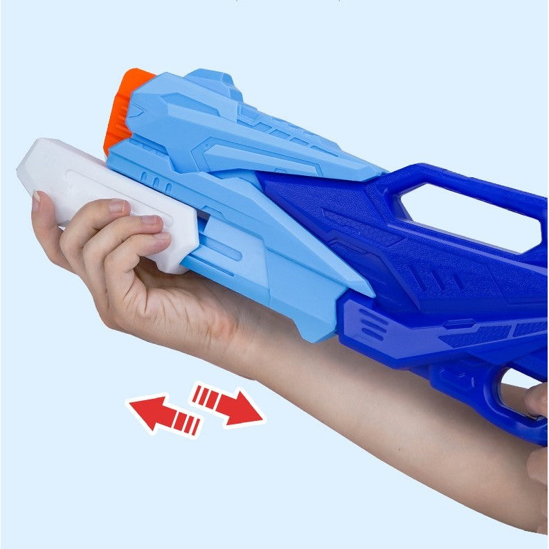 Pistol cu Apa pentru Copii, Mecanism cu Pompa si 3 Duze, Jucarie de Vara pentru Piscina si Plaja, Capacitate 500 ml, Albastru, Varsta 6 ani+