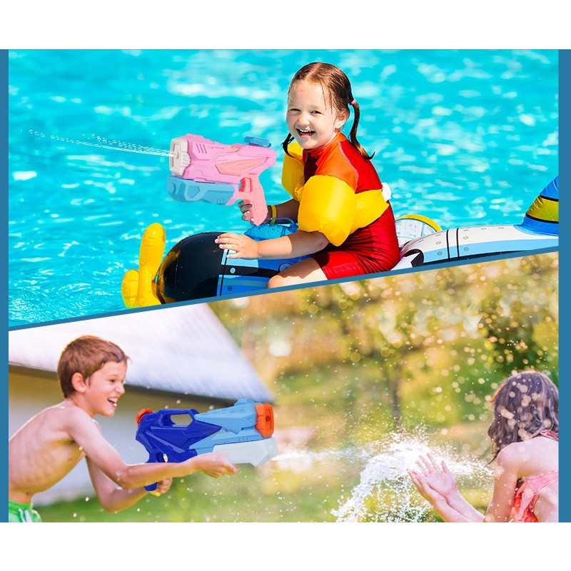 Pistol cu Apa pentru Copii, Mecanism cu Pompa si 3 Duze, Jucarie de Vara pentru Piscina si Plaja, Capacitate 500 ml, Albastru, Varsta 6 ani+