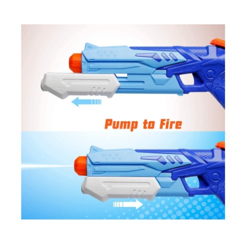 Pistol cu Apa pentru Copii si Adulti, Jucarie de Vara cu Pompa de Inalta Presiune si Rezervor, Plastic Rezistent, 300 ml, Albastru, 6 Ani+
