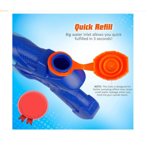 Pistol cu Apa pentru Copii si Adulti, Jucarie de Vara cu Pompa de Inalta Presiune si Rezervor, Plastic Rezistent, 300 ml, Albastru, 6 Ani+