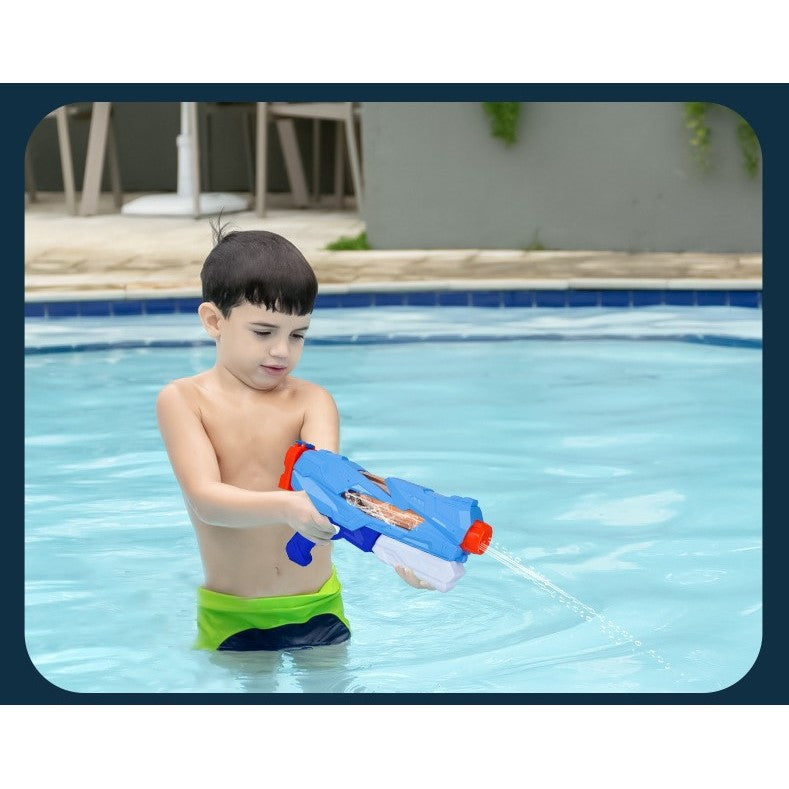 Pistol cu Apa pentru Copii si Adulti, Jucarie de Vara pentru Piscina si Plaja, Sistem Quick Fill cu Pompa de Inalta Presiune, 5 Duze, Rezervor 800 ml, Albastru, 6 Ani +