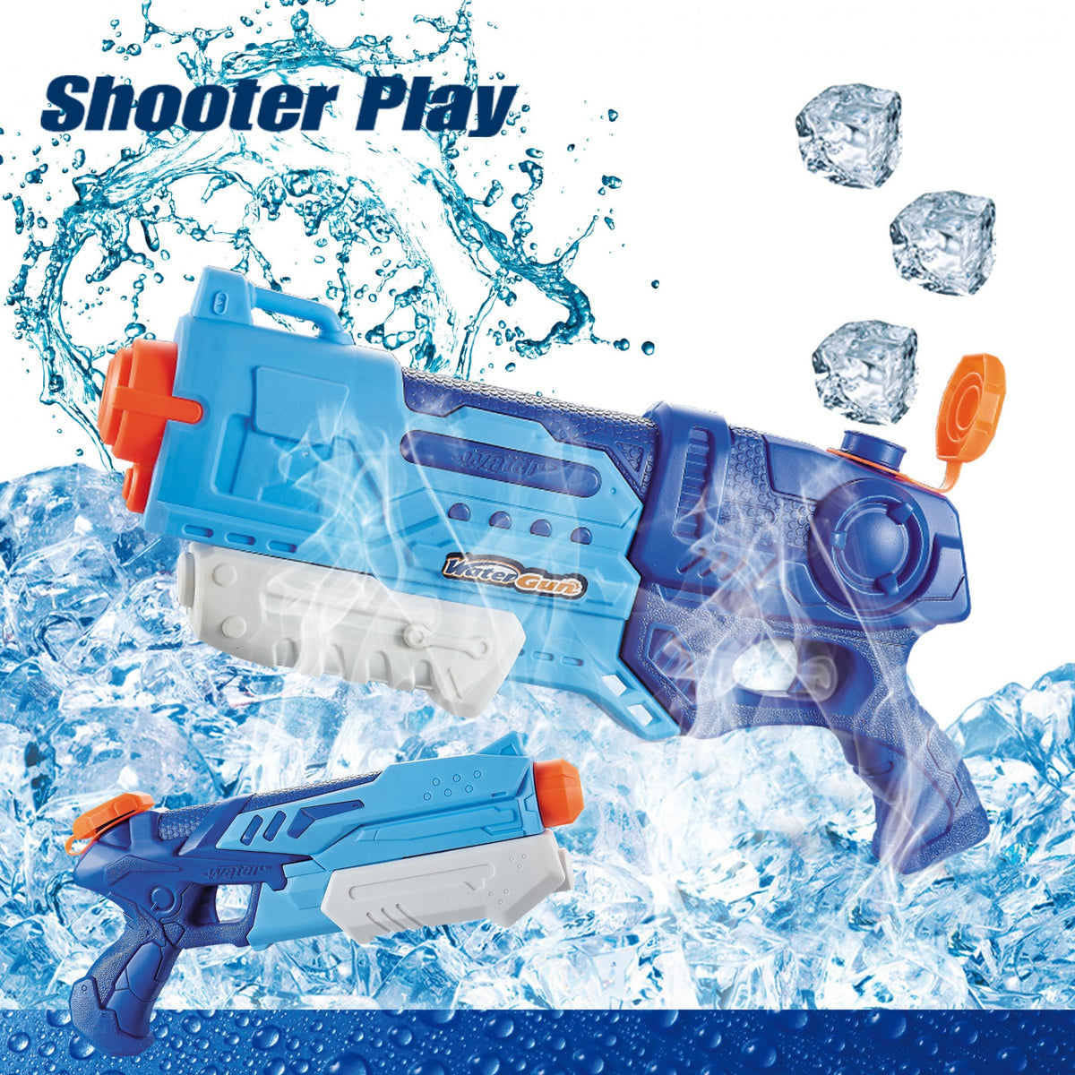 Pistol cu Apa pentru Copii si Adulti, Mecanism cu Pompa si Inalta Presiune, Jucarie pentru Piscina si Plaja, Albastru, 990 ml