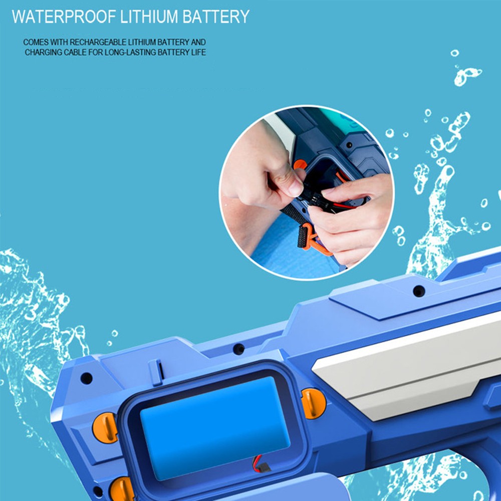 Pistol cu Apa Electric pentru Copii si Adulti, Jet Automat Burst, Acumulator Reincarcabil 1200mAh, Rezervor 600ml, 6 ani+, Albastru/Alb