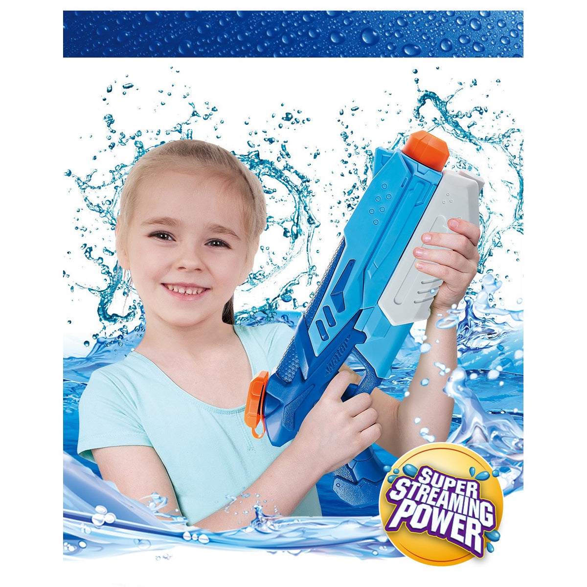 Set 4 Pistoale cu Apa pentru Copii, Jucarie de Vara cu Pompa de Inalta Presiune, pentru Piscina si Plaja, 300 ml, Albastru/Roz, Varsta 6 Ani+