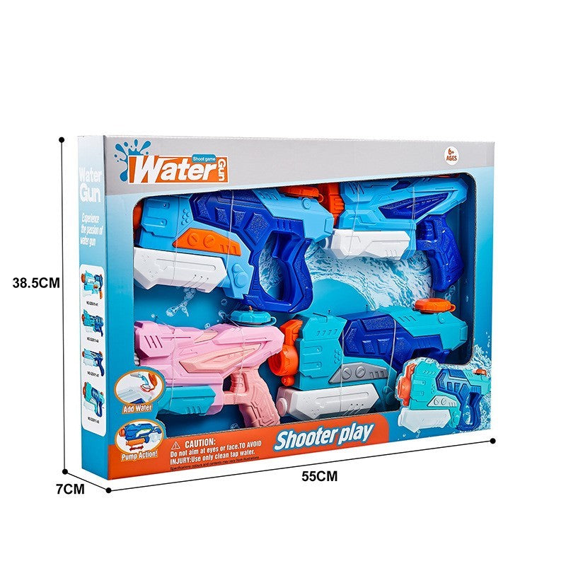 Set 4 Pistoale cu Apa pentru Copii si Adulti, Mecanism cu Pompa de Inalta Presiune, Jucarii Exterior pentru Piscina si Plaja, Multicolor, Set 4 Bucati, 2x 550 ml + 2x 300 ml