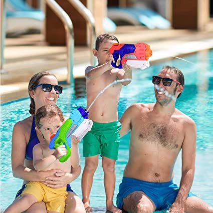Pistol cu Apa pentru Copii si Adulti, Jucarie de Vara pentru Piscina si Plaja, Mecanism cu Pompa de Presiune, Design Anti-Scurgere, 6 Ani+, Roz/Albastru, 550 ml