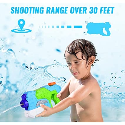 Pistol Cu Apa Pentru Copii Si Adulti, Mecanism Cu Pompa Si Rezervor, Jucarie De Vara Pentru Piscina Sau Plaja, Plastic, 550 ml, Verde/Albastru