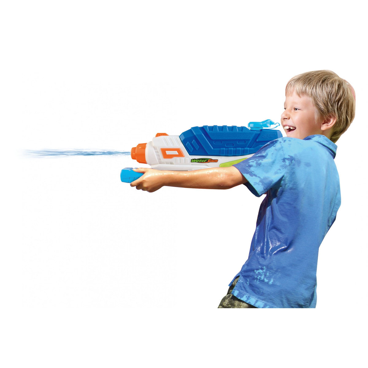 Pistol cu Apa pentru Copii si Adulti, Jucarie de Vara cu Pompa de Inalta Presiune pentru Piscina sau Plaja, Rezervor Mare Anti-Scurgere, Capacitate 1000 ml, Varsta 6 Ani+, Albastru/Multicolor