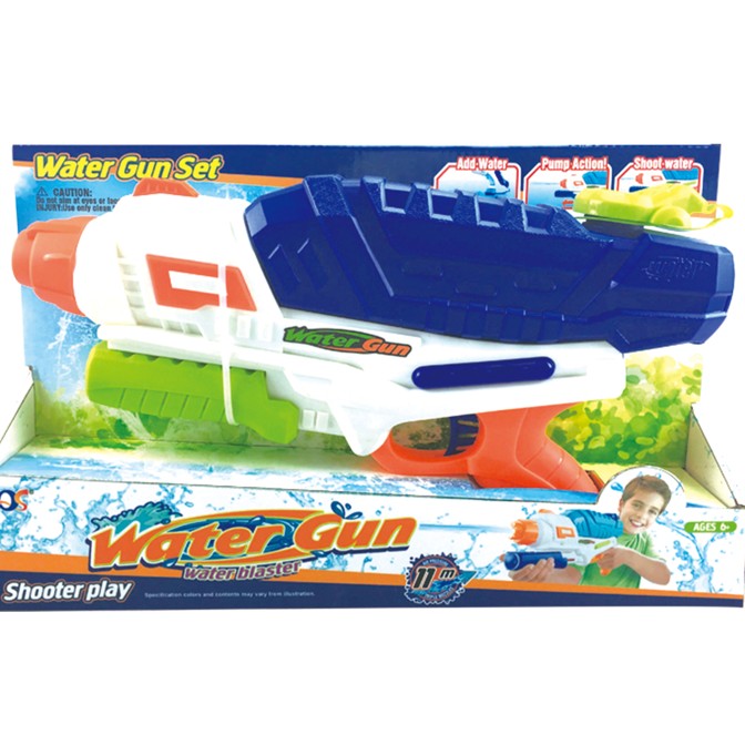 Pistol cu Apa pentru Copii si Adulti, Jucarie de Vara cu Pompa de Inalta Presiune pentru Piscina sau Plaja, Rezervor Mare Anti-Scurgere, Capacitate 1000 ml, Varsta 6 Ani+, Albastru/Multicolor
