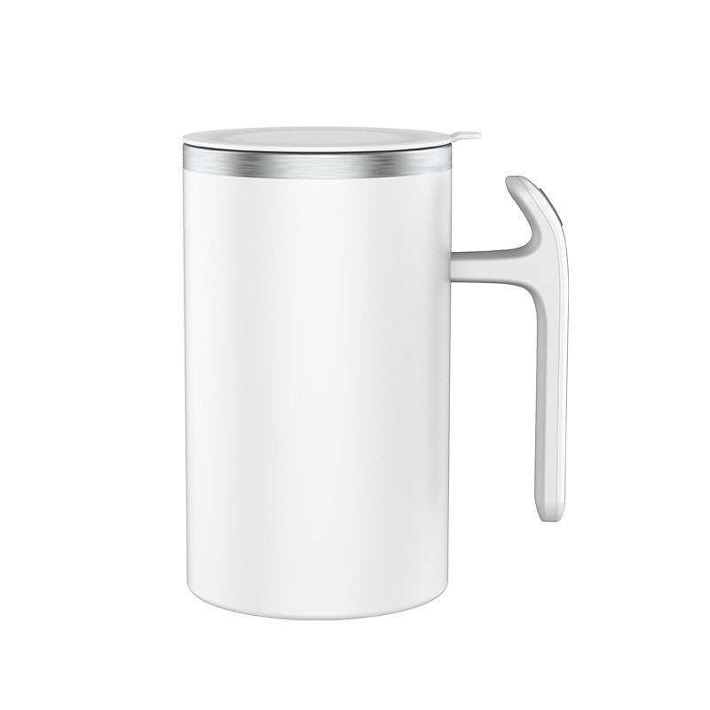 Cana Portabila cu Amestecare Automata, Mixer Incorporat pentru Cafea si Shake, Functionare pe Baterii, Inox si Plastic, 380 ml, Alb