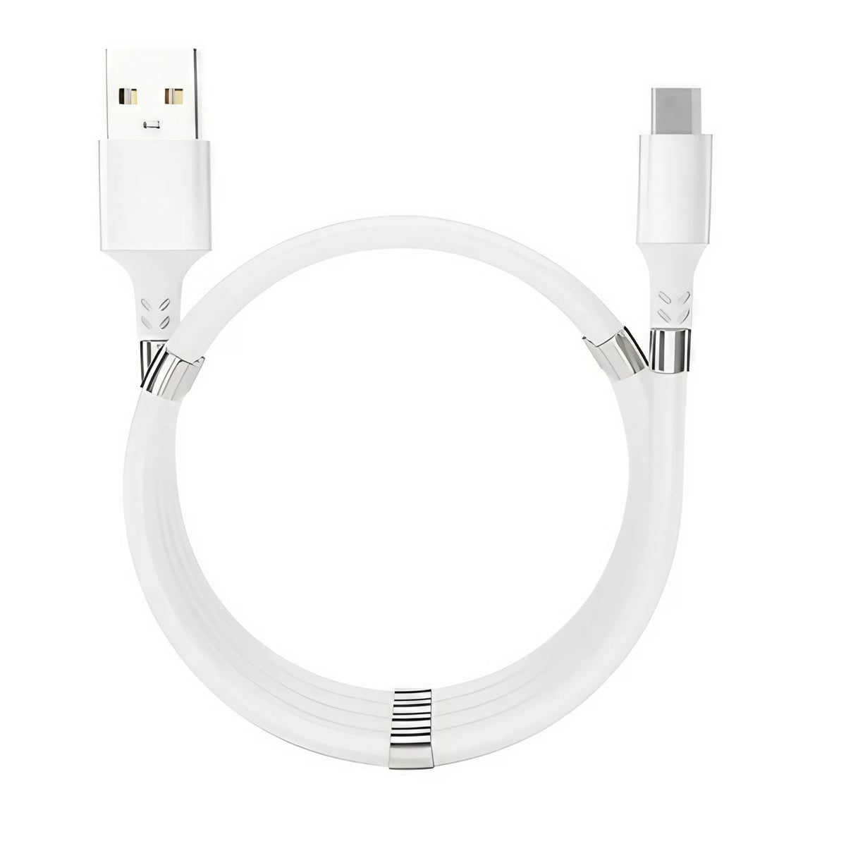 Cablu de Incarcare Rapida si Date, Conector USB Type-C, Design cu Auto-Absorbtie Magnetica, Silicon Flexibil, Compatibil Android, 1 m, Alb