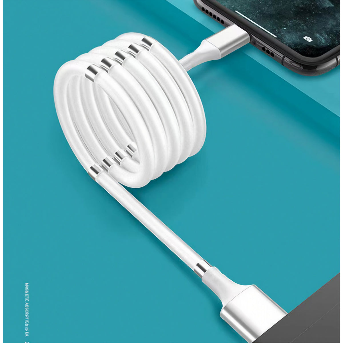 Cablu de Incarcare Rapida si Date, Conector USB Type-C, Design cu Auto-Absorbtie Magnetica, Silicon Flexibil, Compatibil Android, 1 m, Alb