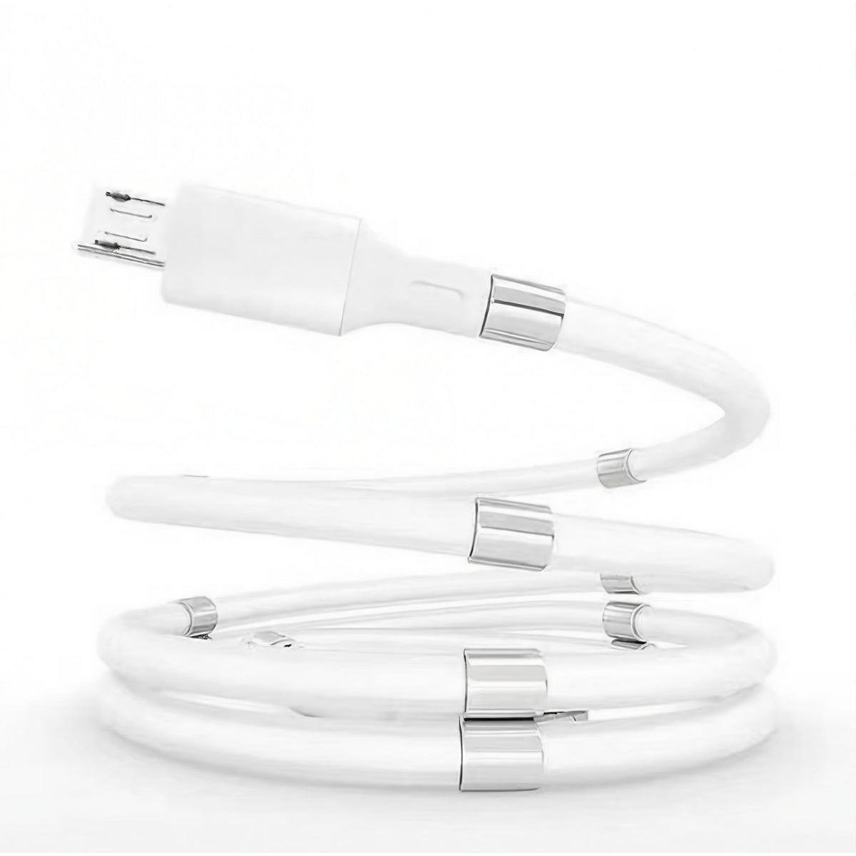 Cablu de Incarcare Rapida si Date, Conector USB Type-C, Design cu Auto-Absorbtie Magnetica, Silicon Flexibil, Compatibil Android, 1 m, Alb