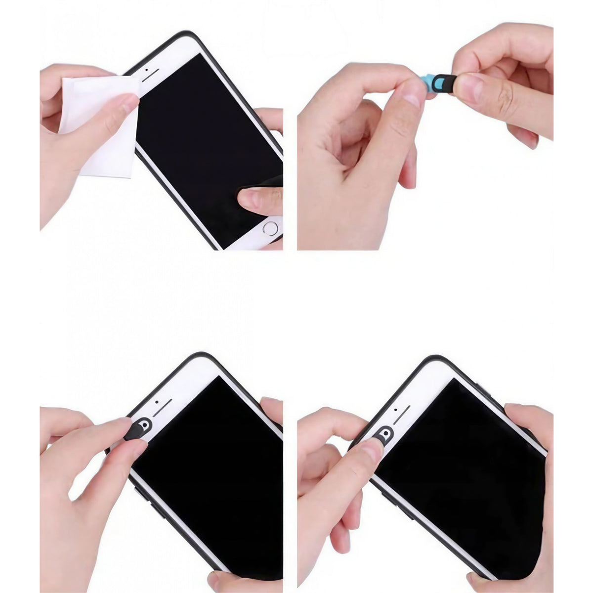 Set Capace Protectie Camera Web, Sistem Glisant pentru Intimitate si Securitate, Material ABS, Compatibil Laptop, Tableta si Telefon, Negru, 8 Bucati